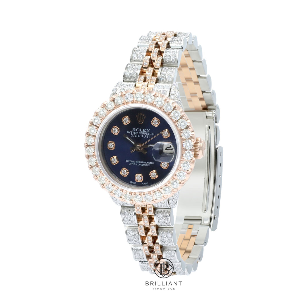 Rolex Datejust 26mm Two Tone Rose Gold/Steel Blue Diamond Dial 8ct