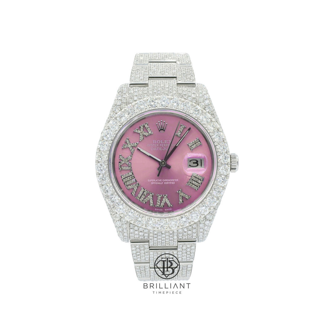 Mens Rolex Datejust II 126300 Stainless Steel 41MM Full Diamond Watch 25.5Ct
