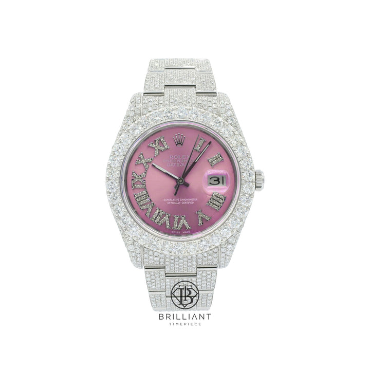 Mens Rolex Datejust II 126300 Stainless Steel 41MM Full Diamond Watch 25.5Ct