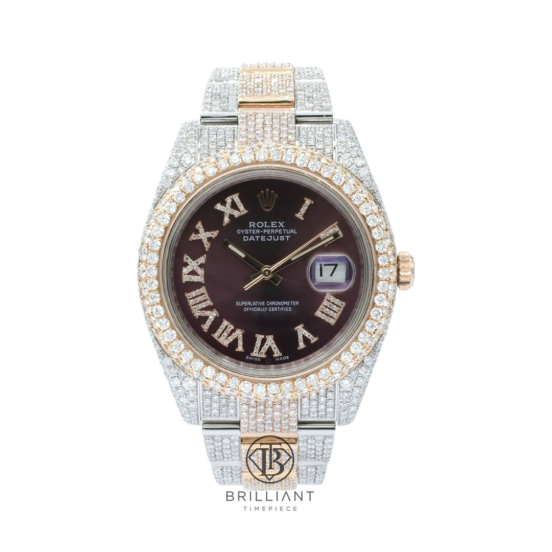 Mens Rolex Datejust II 126333 Two Tone 18K/ Steel 41MM Full Diamond Watch 25.5Ct