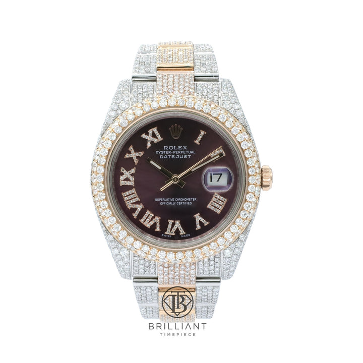 Mens Rolex Datejust II 126333 Two Tone 18K/ Steel 41MM Full Diamond Watch 25.5Ct