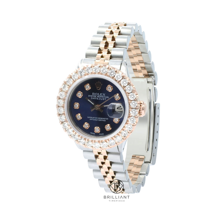 Rolex Datejust 26mm Two Tone Rose Gold/Steel Blue Diamond Dial 1.50ct