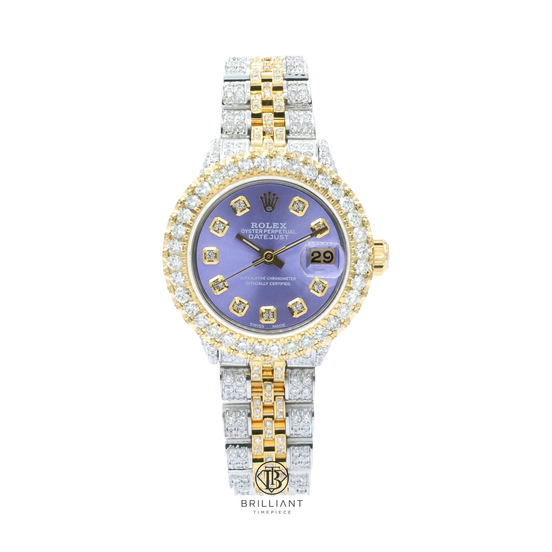 Rolex Datejust 26mm Two Tone Gold/Steel Lavender Diamond Dial 8ct