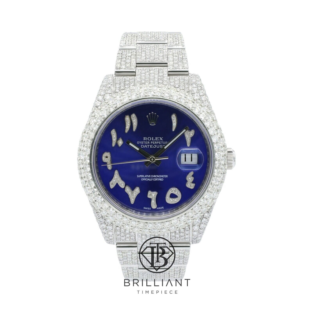 Mens Rolex Datejust II 126300 Stainless Steel 41MM Full Diamond Watch 25.5Ct