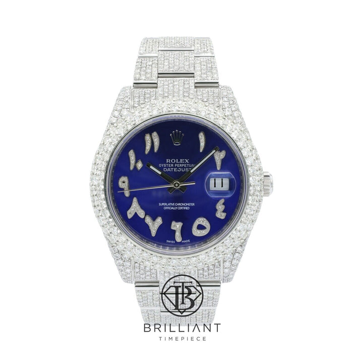 Mens Rolex Datejust II 126300 Stainless Steel 41MM Full Diamond Watch 25.5Ct