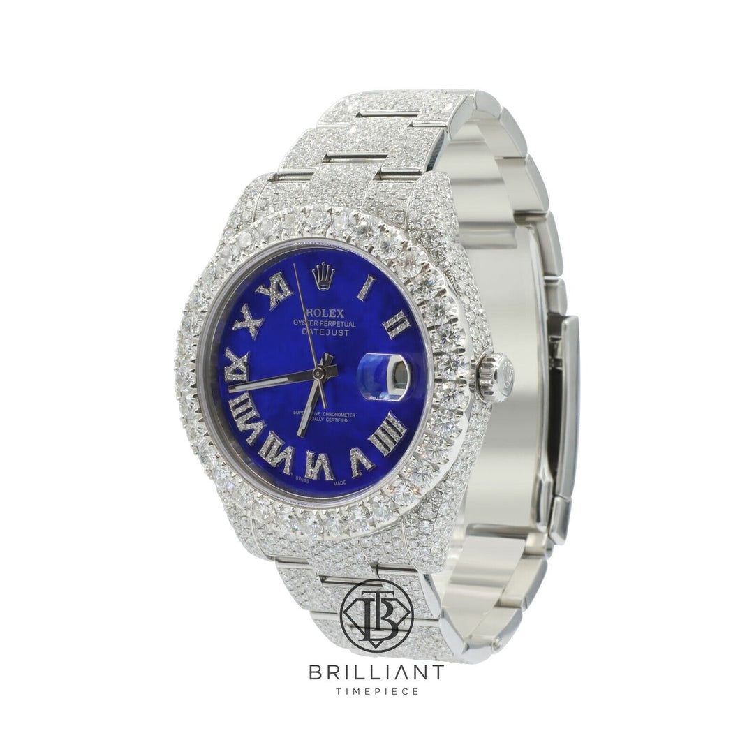 Mens Rolex Datejust II 126300 Stainless Steel 41MM Full Diamond Watch 25.5Ct